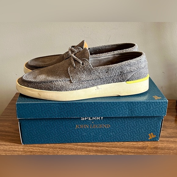 John Legend for Sperry Grey Suede Boat Shoes in Gunmetal, Size 13 - Picture 5 of 7